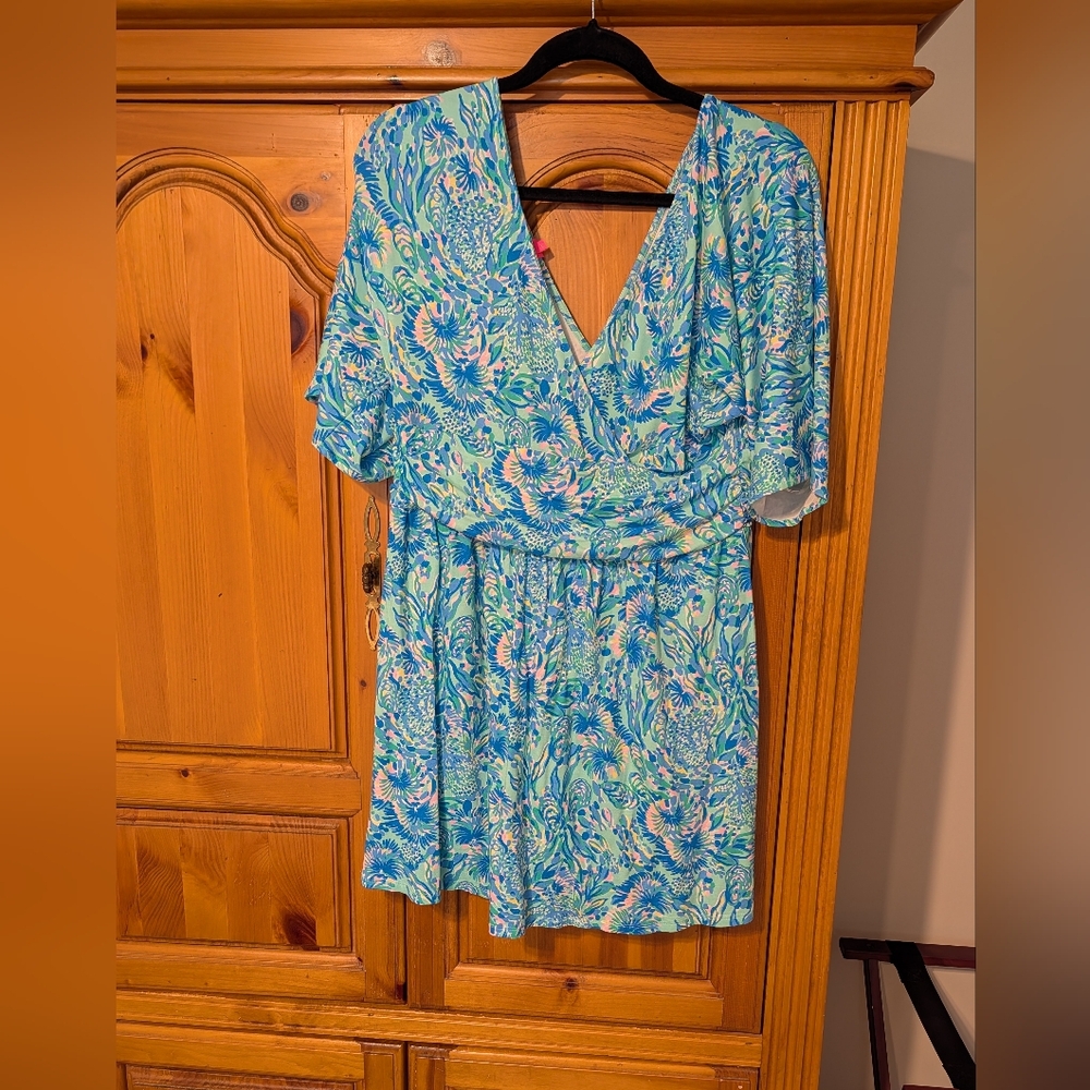 Lilly Pulitzer Blue and Green Floral Dress